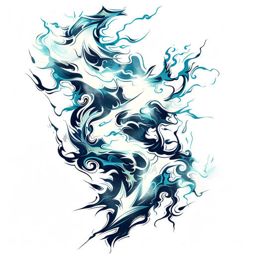 Dynamic zigzagging thunderbolt with blue to white gradient