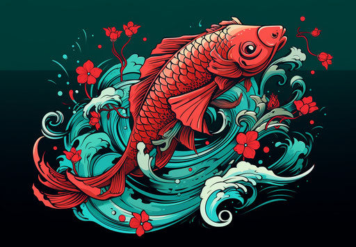Japanese koi fish red stylized tattoo design