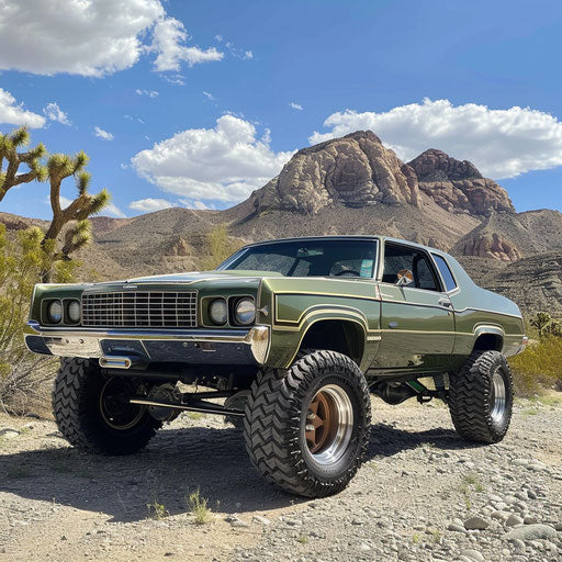 1976 Malibu Classic with oversized fat tires for desert trip