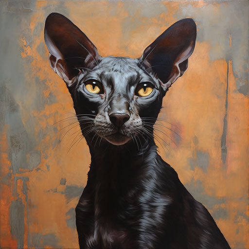 Oil painting of an oriental shorthair cat