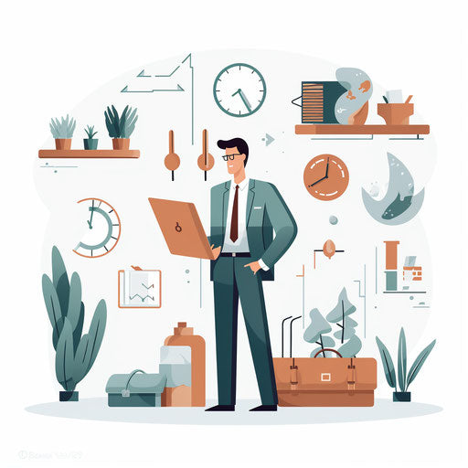 Minimalist business clipart on white background