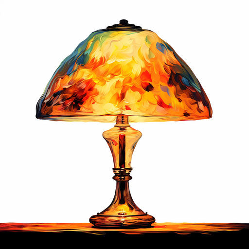 Lamp illustration in the style of Impressionistic Art, on white background