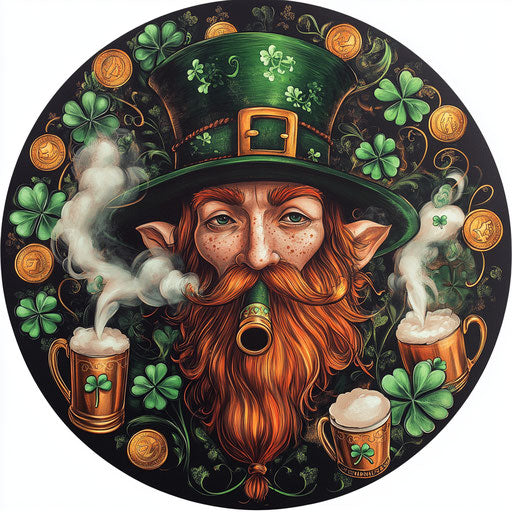 Festive circle blending traditional and modern Irish symbols