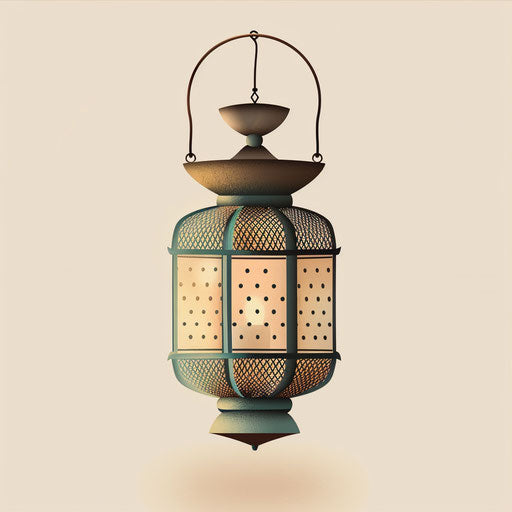 Elegant lantern on flat cream background
