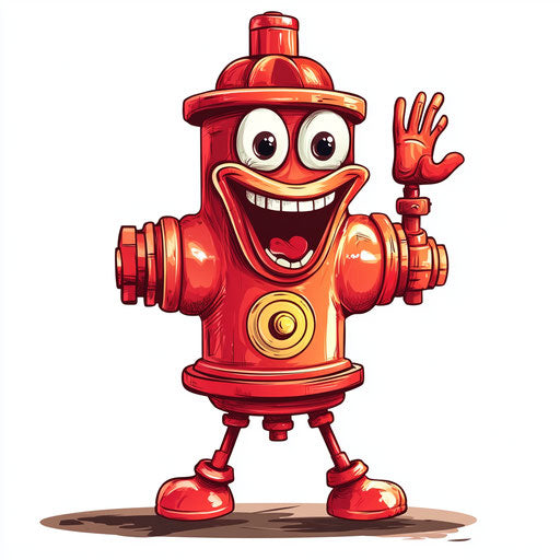Humorous caricature of a fire hydrant with human characteristics