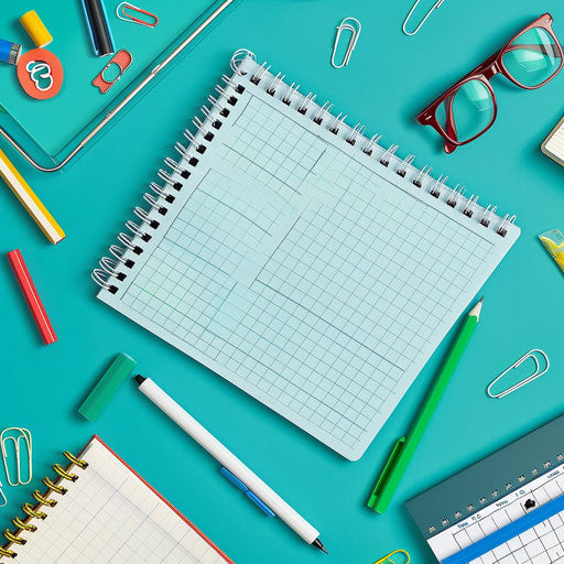 Realistic homework clipart on turquoise background