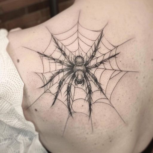 Spider web with detailed spider in the center