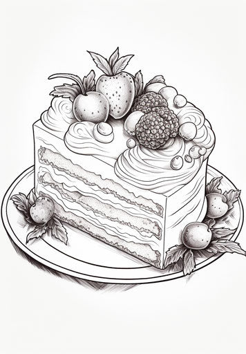 Slice of cake with cute face coloring