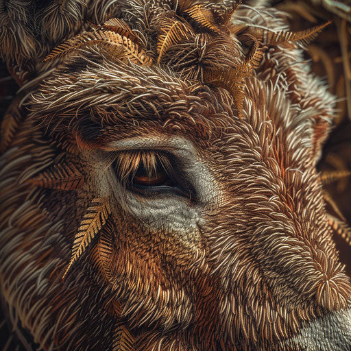 Donkey portrait with detailed fur and eye intricacies