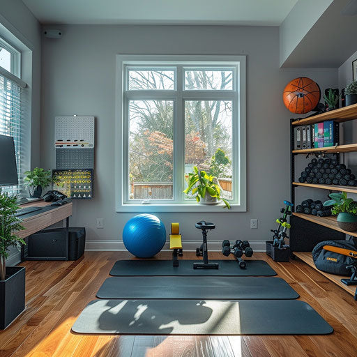 Home office with personal fitness area