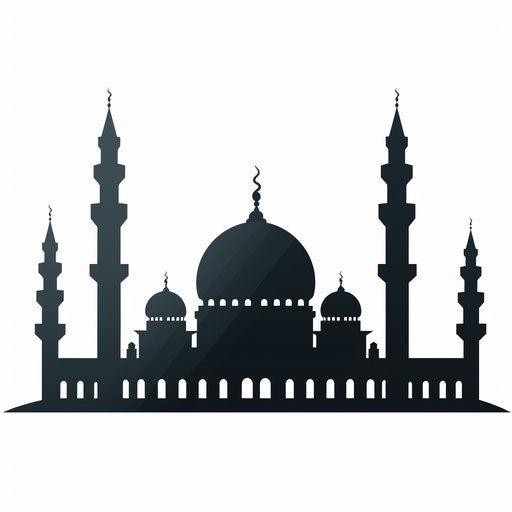 Minimalist mosque silhouette on white background