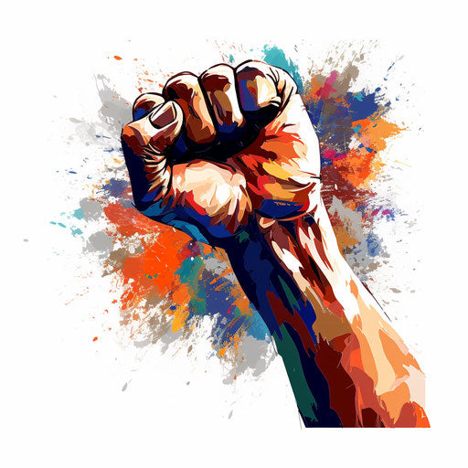 Impressionistic Art depiction of a fist clipart, on white background