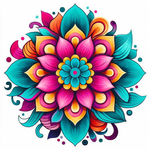 Elegant flower design for men and women, light magenta and turquoise