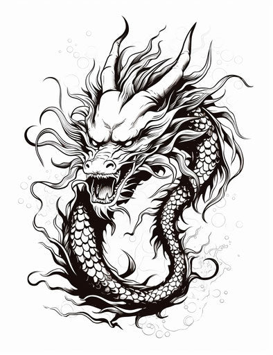Chinese dragon symbol on white background