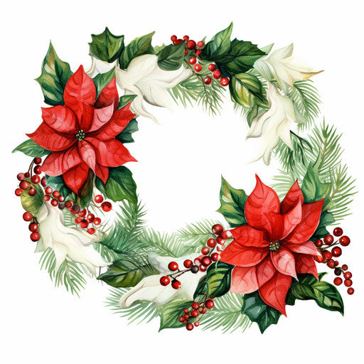 Christmas garland in the style of Oil painting, on white background