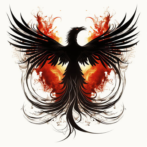 Phoenix tattoo design - black silhouette on white background