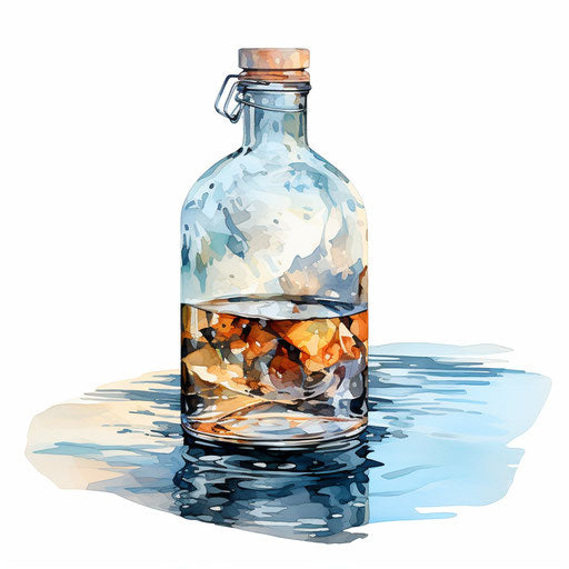 Water bottle illustration in the style of oil painting
