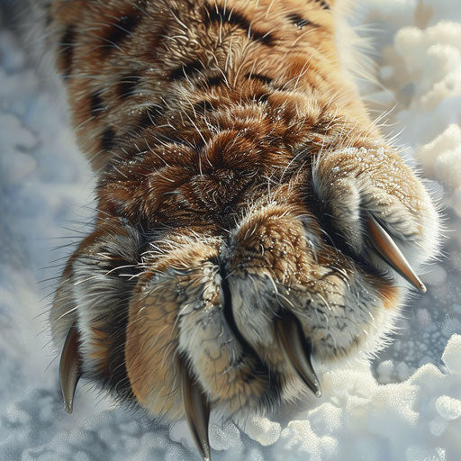 Lynx paw in fresh snow