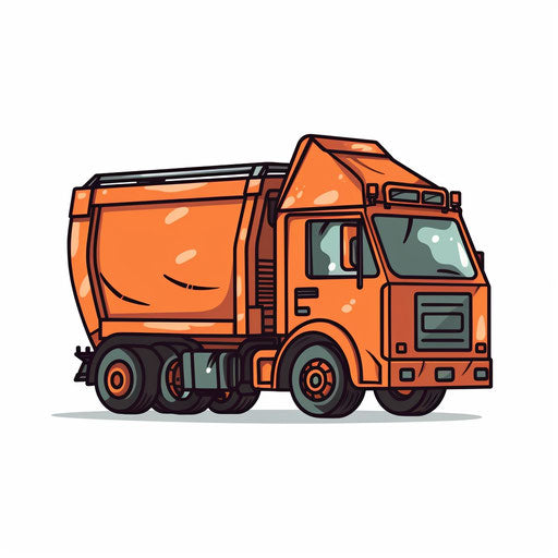 Minimalist garbage truck clipart on white background