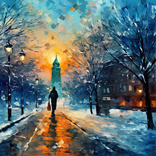 Cheerful 2024 New Year clip art in Oil painting style