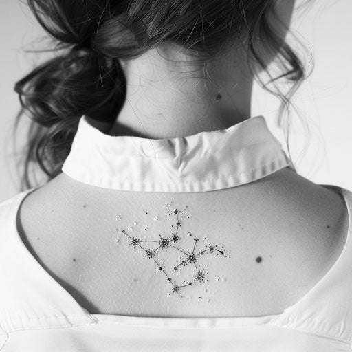 Minimalistic black and white galaxy tattoo concept