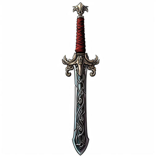 Sword clipart in the style of Chiaroscuro Art, on white background