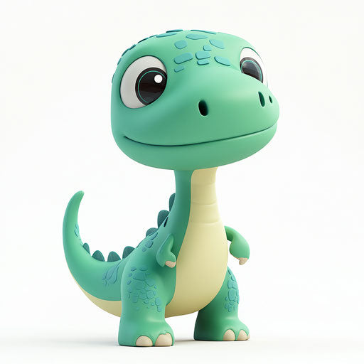 3D dinosaur on white background, photo-realistic style
