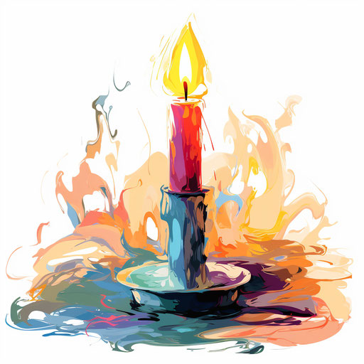 Candle clipart in the style of Impressionistic Art, on white background