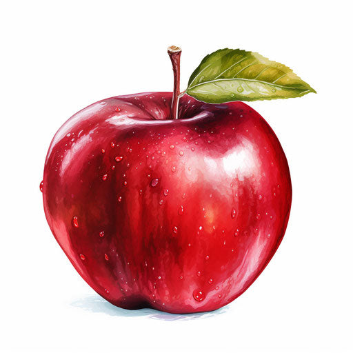 Red apple in Oil painting style on white background