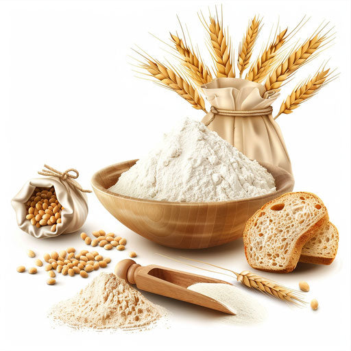 Realistic flour clipart on white flat background with rich colors