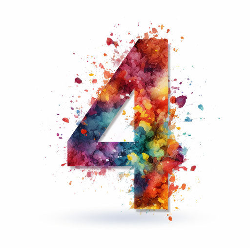 Number 4 Clipart in the style of Impressionistic Art