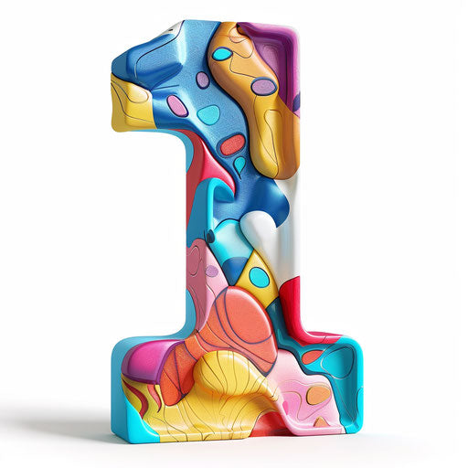 Number 1 clipart in photo realistic style