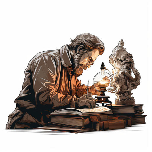 Chiaroscuro Art style clipart on white background