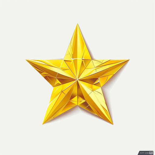 Realistic yellow star on white background, rich color palette