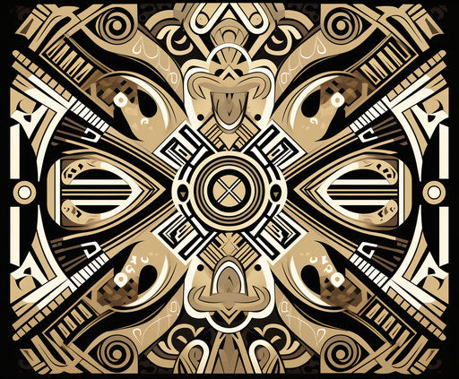 Detailed drawing of tribal pattern in precisionist art style