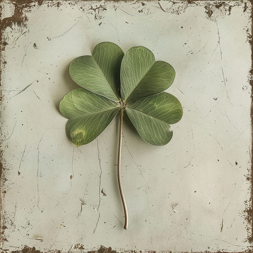 Realistic four leaf clover clip art on flat random background