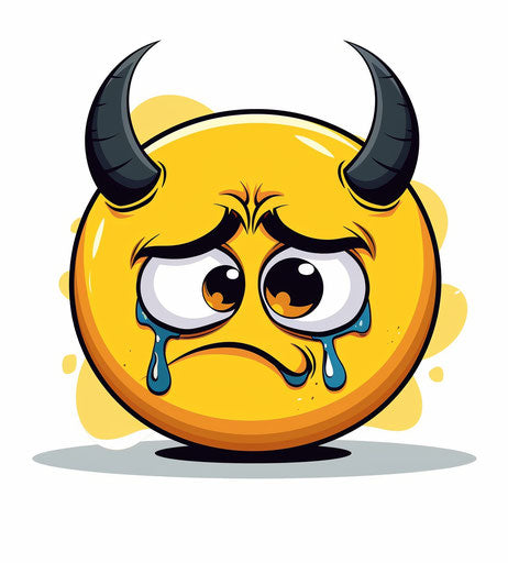 Crying smiley face, cartoon style vector clip art