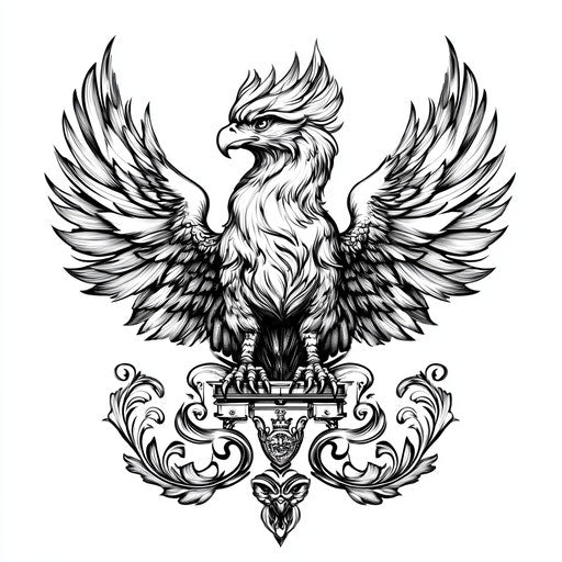 Beautiful flat clipart style tattoo sketch of royal griffin