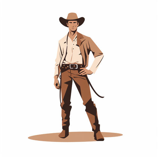 Cowboy clip art in the Minimalist style, on white background