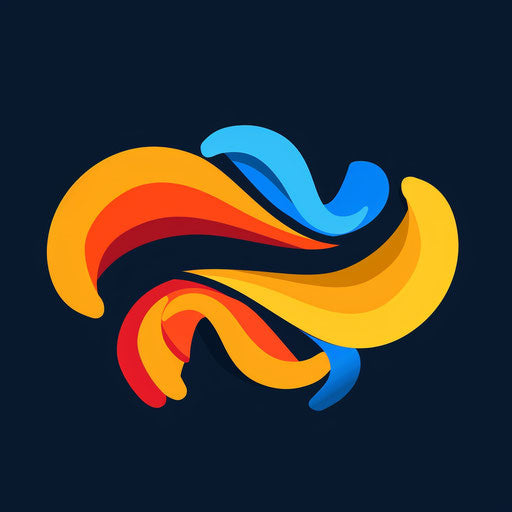 Company logo with dynamic shapes and bright colors