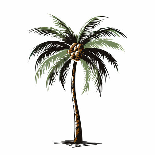 Minimalist palm tree illustration on a white background