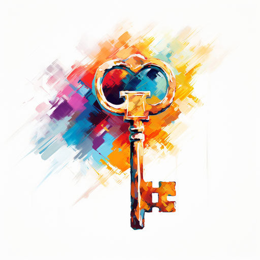 Key clipart in the style of Impressionistic Art