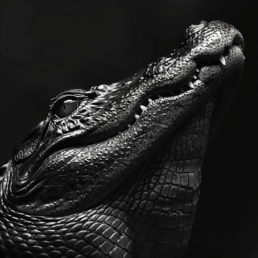 Black and white alligator with textured skin