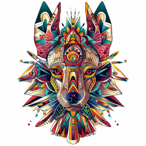 Sphinx head with ornamental pattern on white background