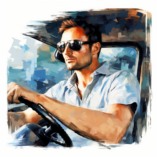 Driver illustration in the style of Impressionistic Art
