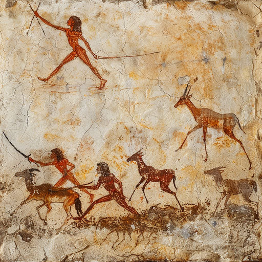 Gazelle hunting in cave painting style
