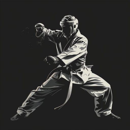 Realistic taekwondo clipart on dark charcoal background