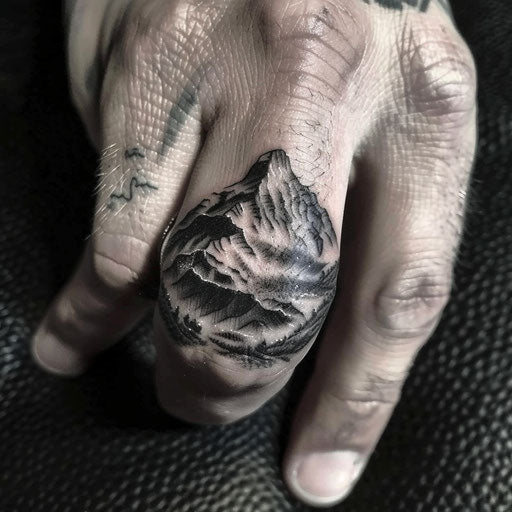 Mountain range ring tattoo
