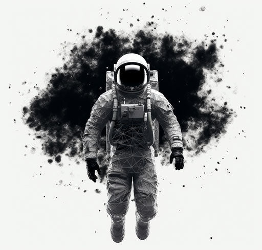 Astronaut in monochrome geometry in space