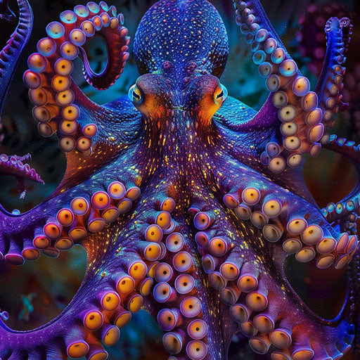 The spectacular dance of an octopus in vibrant colors